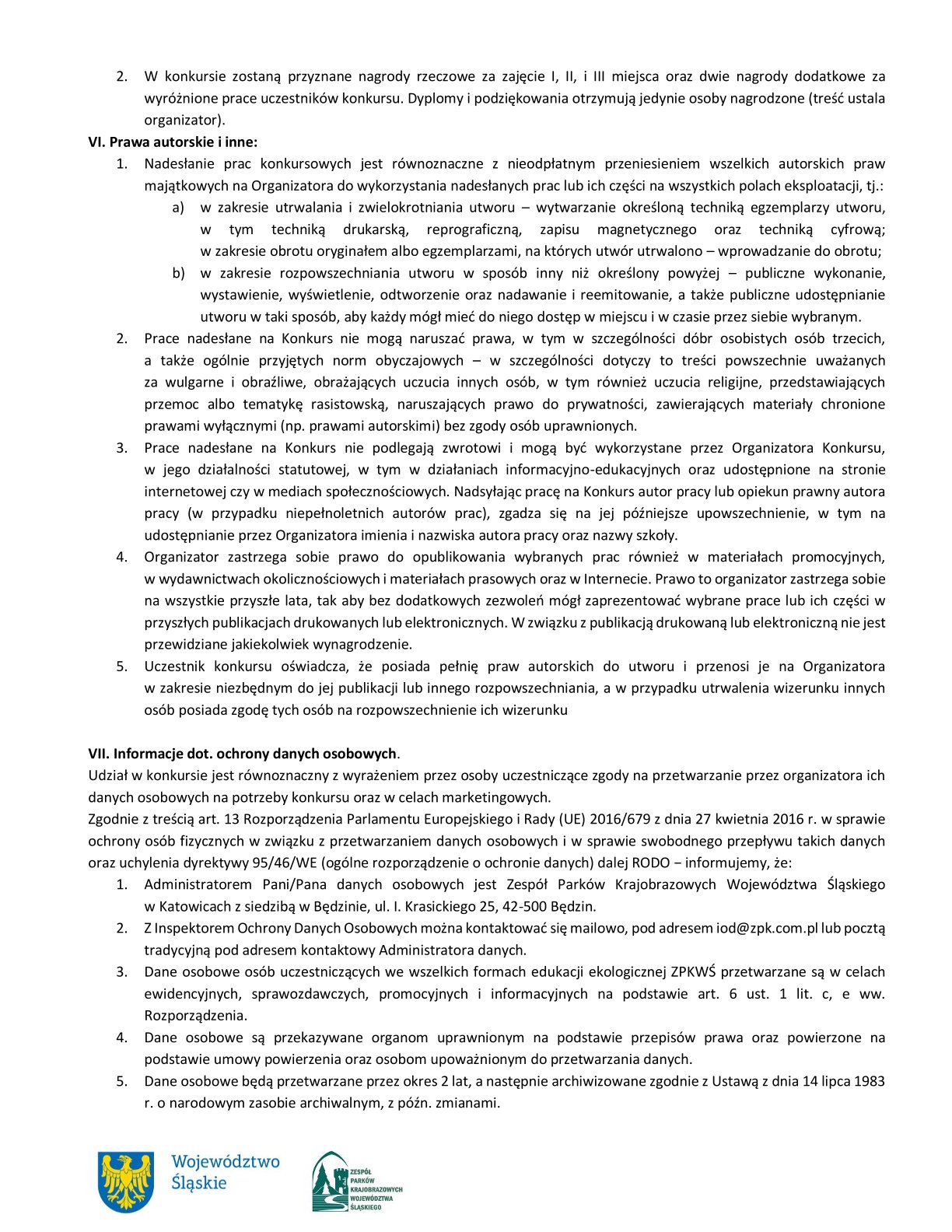 Dalsza część regulaminu konkursu pn. "Miejsca, które kocham"