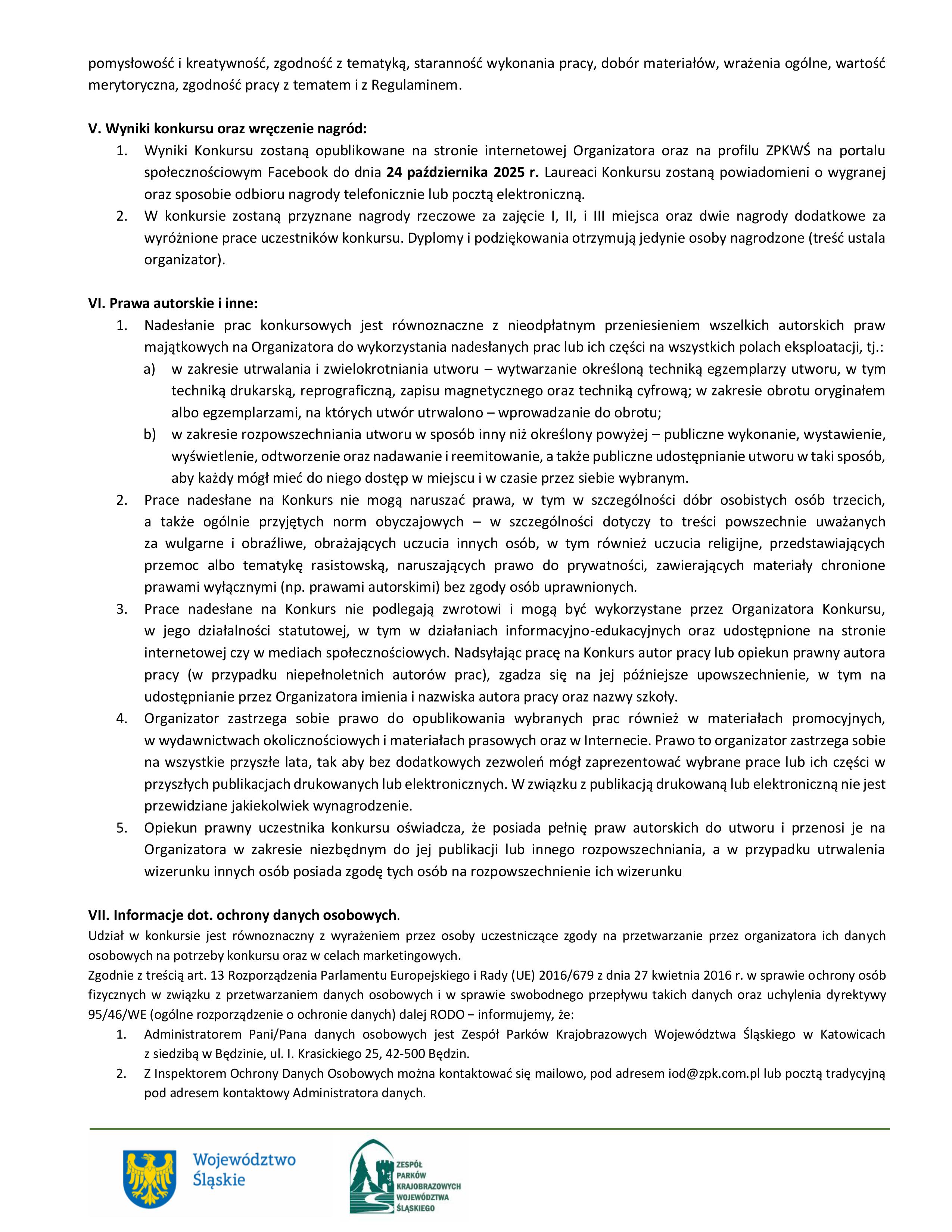 dalsza część regulaminu konkursu pn. "Owca na wypasie"