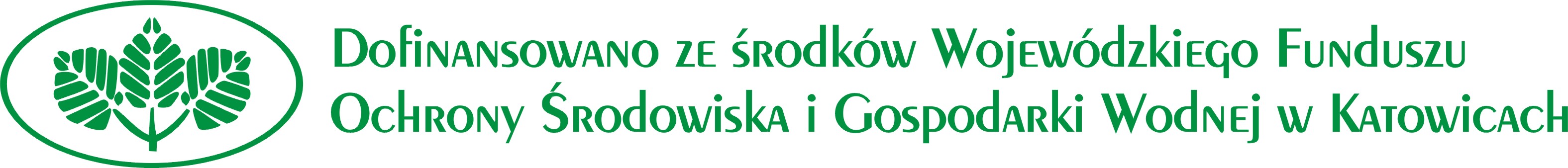 Logotyp Wojewódzkiego Funduszu Ochrony Środowiska i Gospodarki Wodnej w Katowicach z doskiem "Dofinansowano ze środków Wojewódzkiego Funduszu Ochrony Środowiska i Gospodarki Wodnej w Katowicach